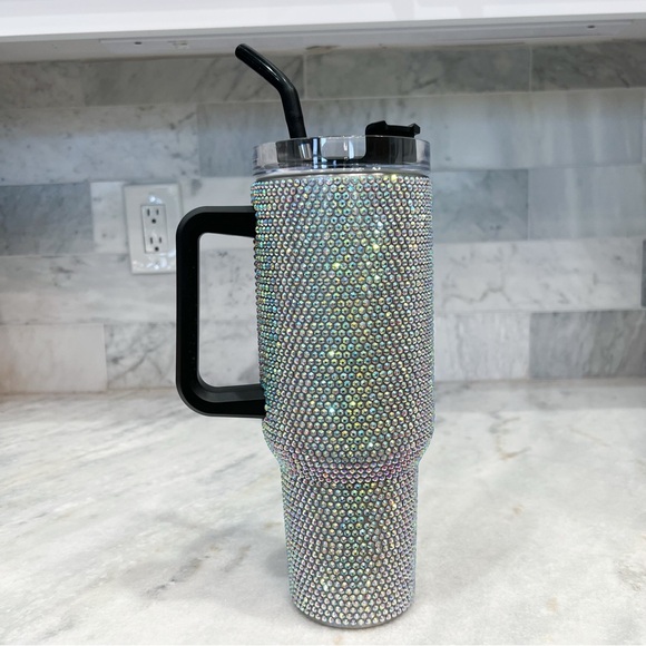 Other - Aurora Borealis crystal 40oz Water Bottle with Straw and Handle PRICE FIRM!